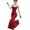 Elegant Color Block Patchwork Lace V-neck Mermaid Dress for Women - Summer Banquet Waist-Cinching Style