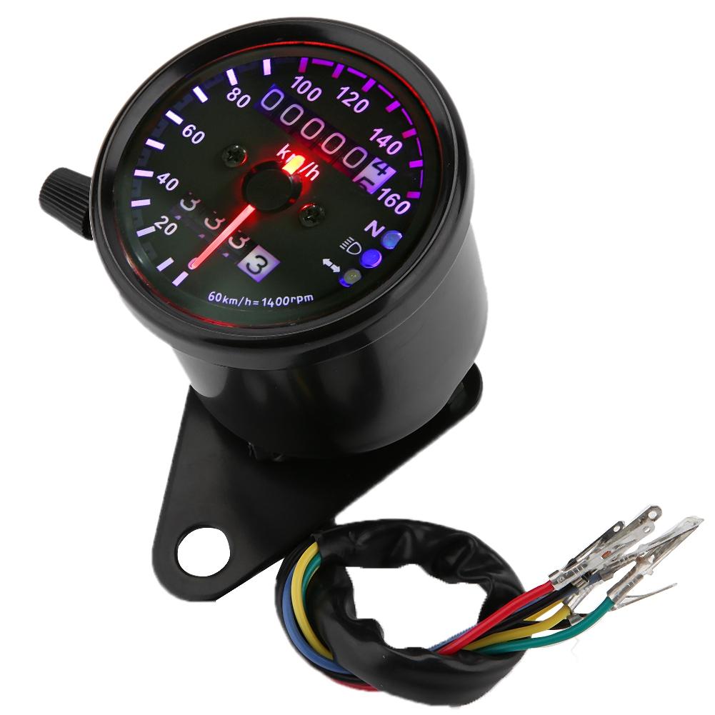 DC 12V Universal Motorcycle LED Backlight Dual Odometer Speedometer Gauges Meter