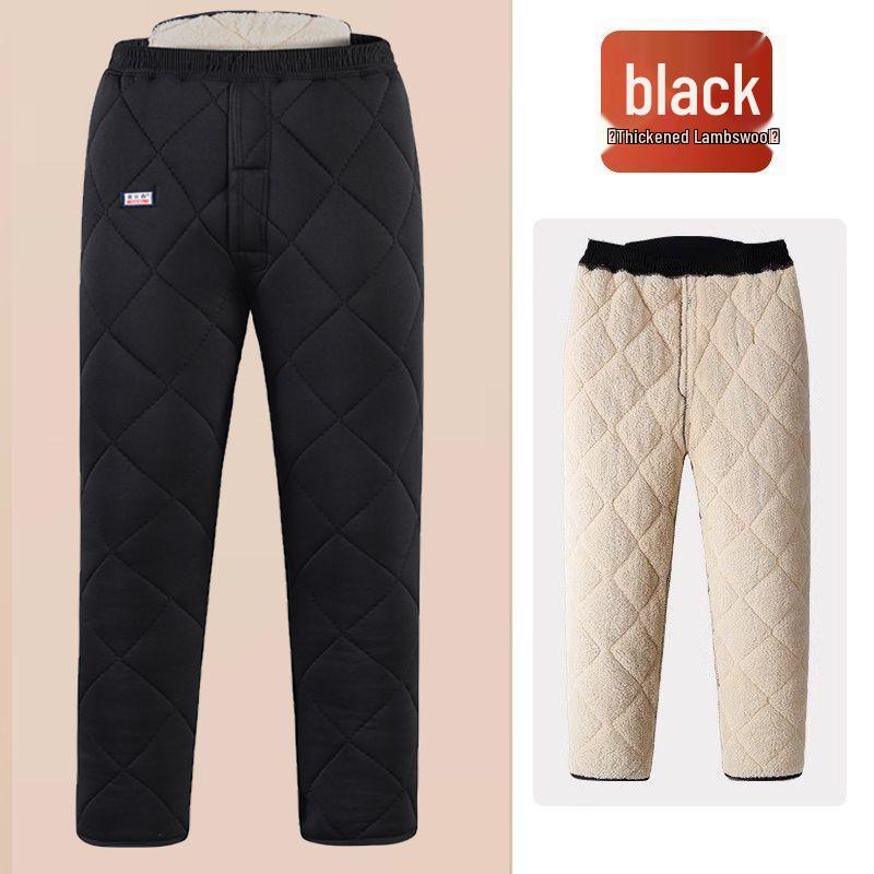 Men's Winter Cotton Jacket and Pants Set with Plus Velvet Lambswool - Warm Thickened Grandpa Style