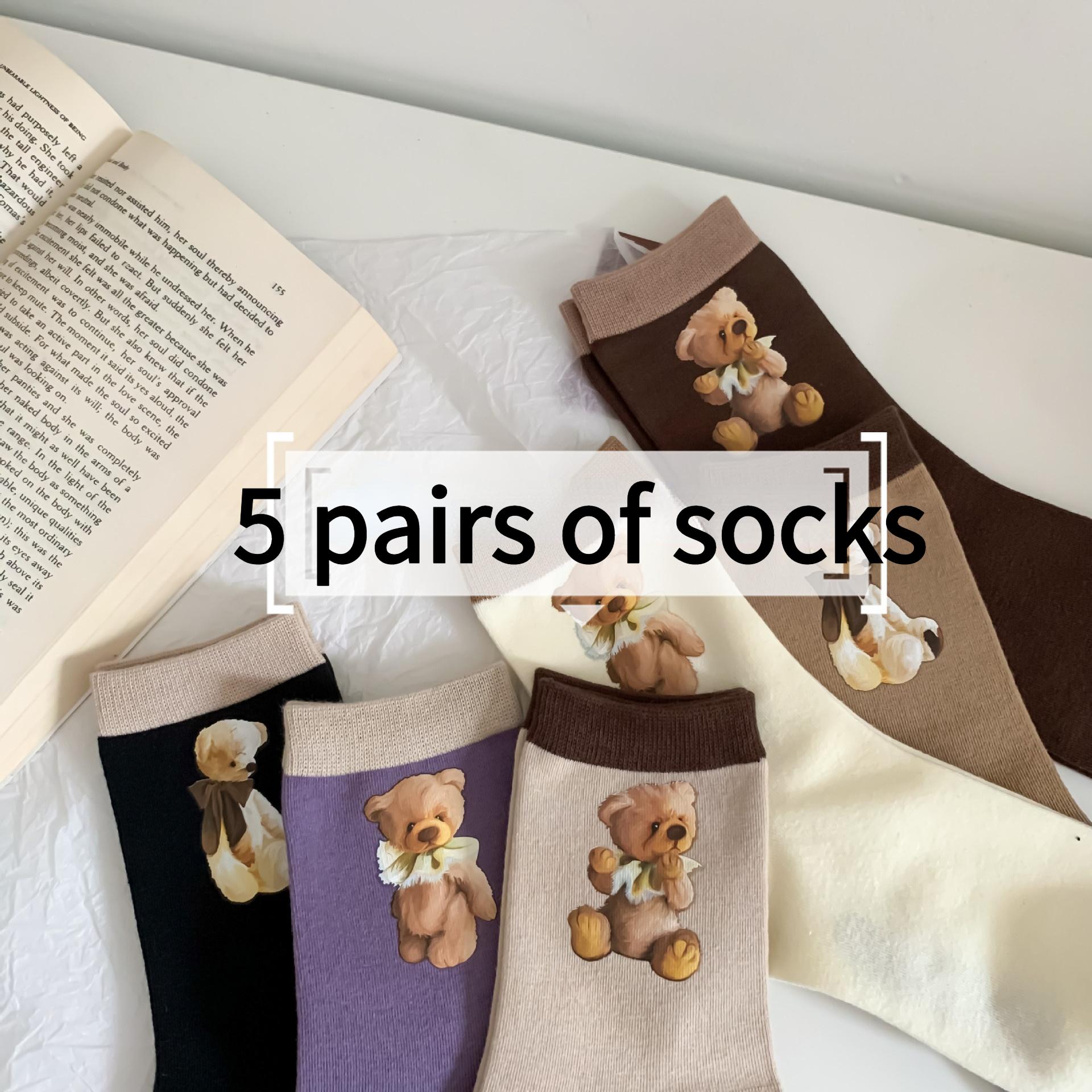 

Осенние и зимние женские носки, милые женские хлопковые повседневные носки с медведем, повседневные женские носки