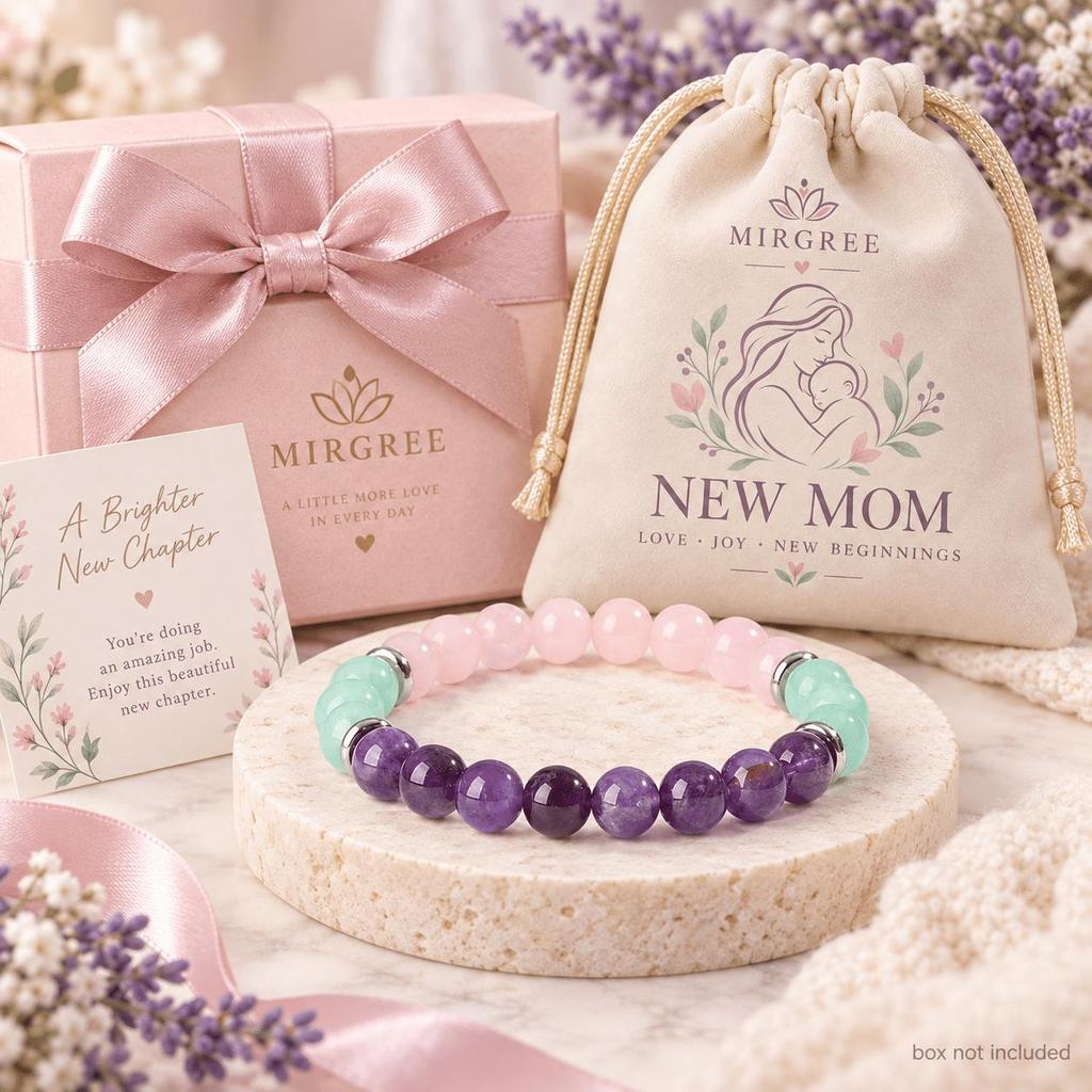 MIRGREE New Mom Bracelet for Women, Colorful Beaded Bracelet, Meaningful Gift for First Time Mom, Baby Shower and Mother’s Day Gift