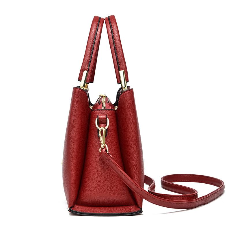 Fashi Solid Color With Pearl Chain One Shoulder Bag Portable Casual Large Capacity Cross-body Handbag For Women