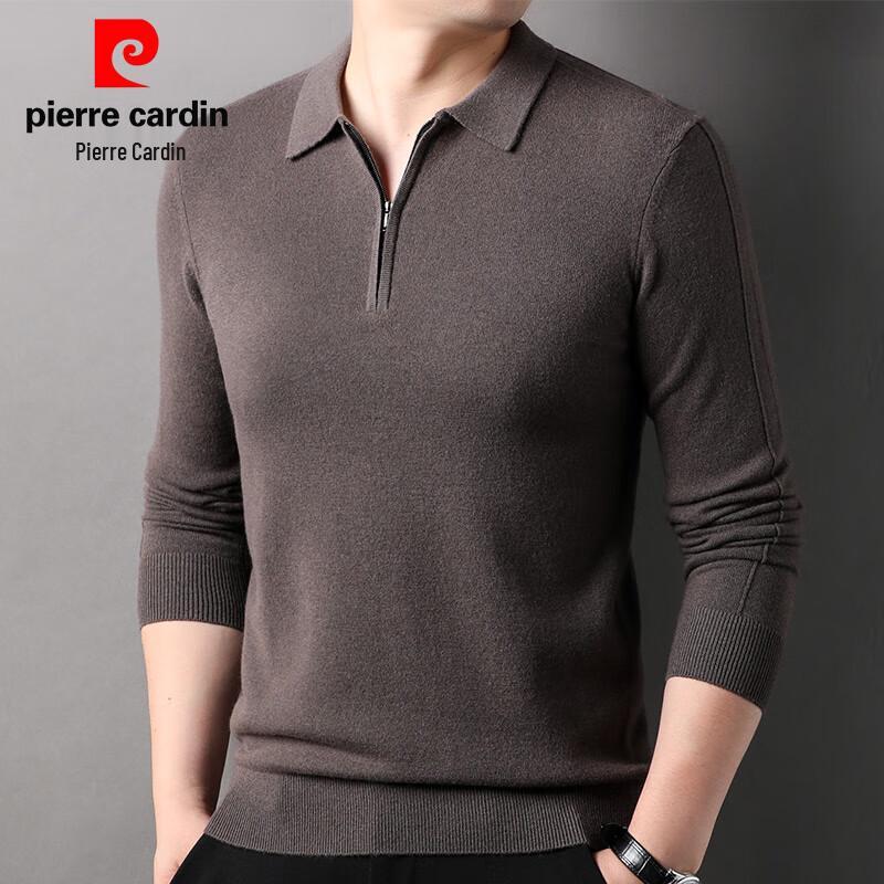 Pierre Cardin Men's 100% Pure Wool Zipper Pullover Sweater