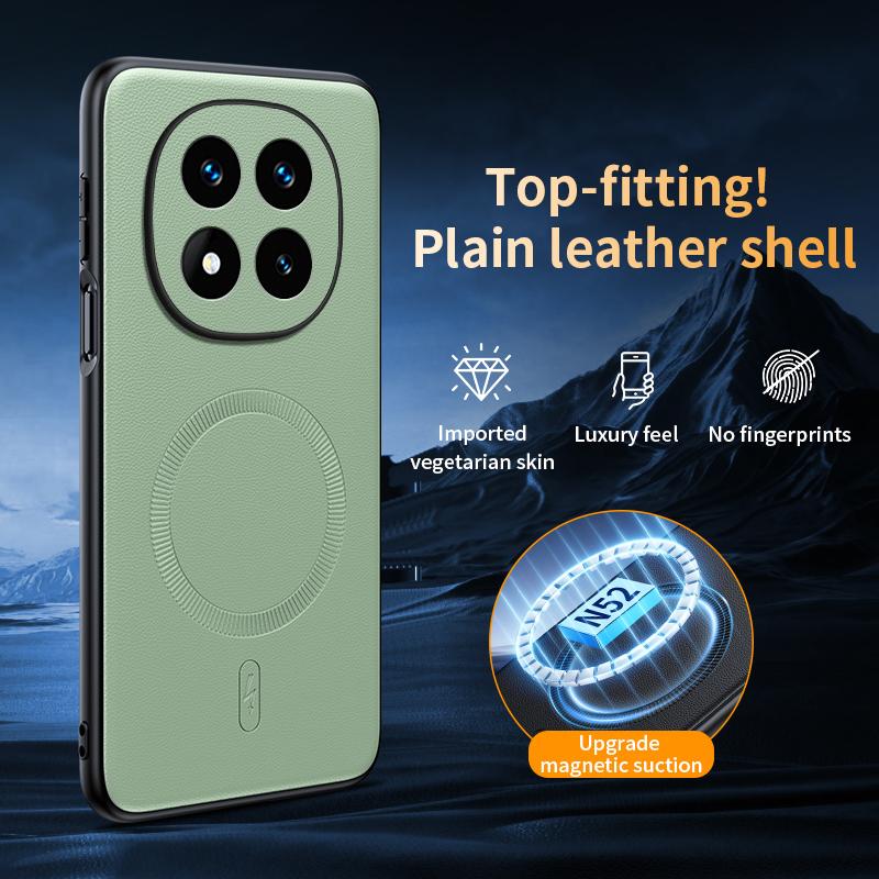 For Redmi Note 14 Pro Plus Case Magnetic Leather Shield Cover High Quality Anti-Fingerprint Non-Slip PC+TPU
