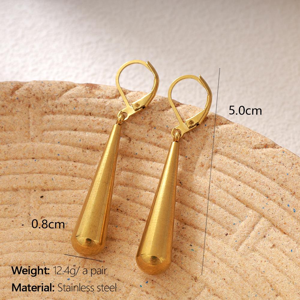 Einfache Wassertropfen-Ohrringe: High-End Metallstil, Leichter Luxus Retro Edelstahl Mode für Damen