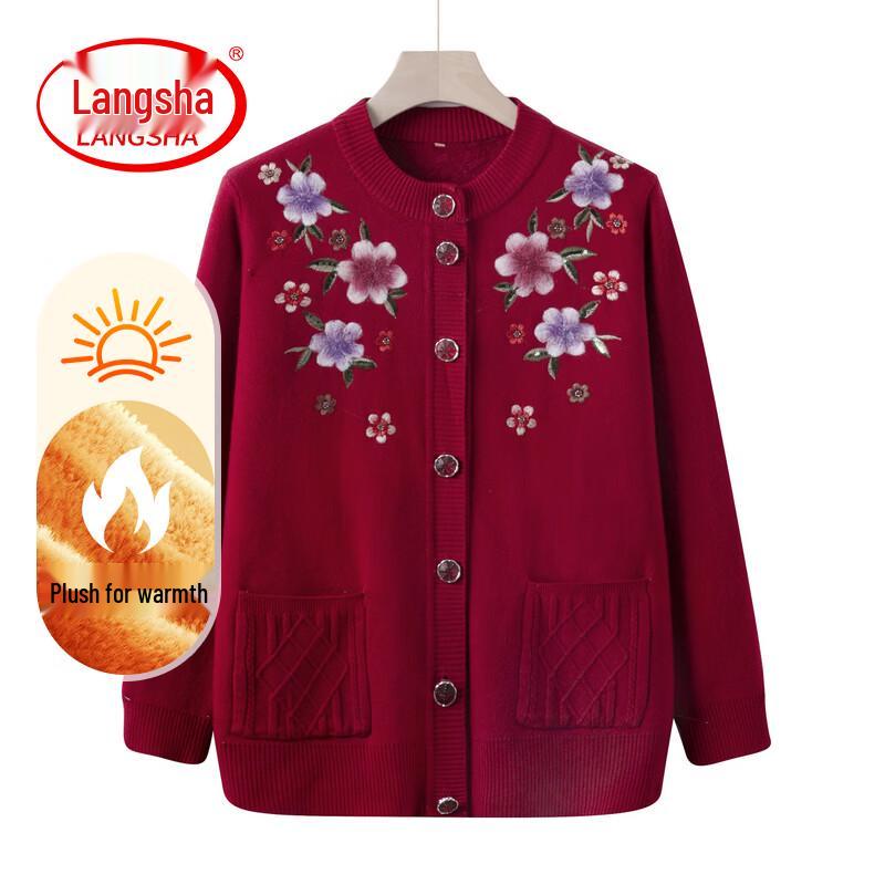 LangSha Women s Plush Lined Winter Sweater 2XL