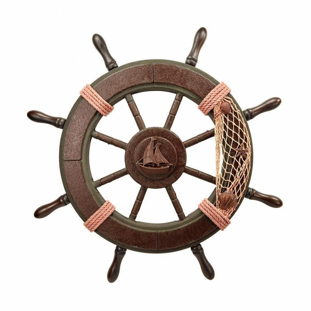 Ship Wheel Wall Decor Seafaring Wooden Hanging Weathered for