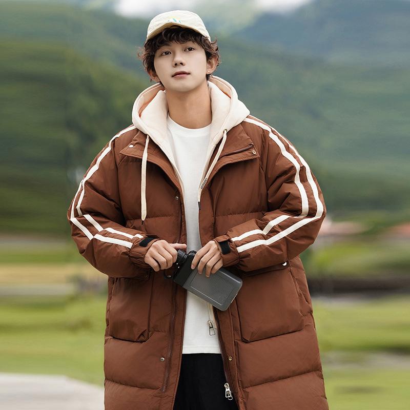 Новая зимняя мужская утолщенная подростковая теплая куртка средней и длинной длины — фото 5