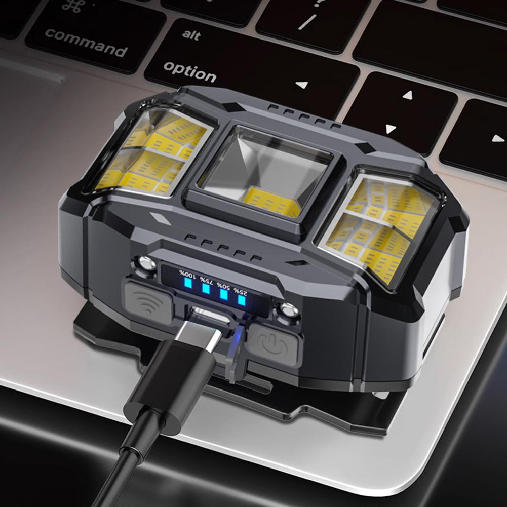 COB LED Strong Light Headlight Motion Sensor Head Mounted Flashlight Power Display Camping Head Light for Outdoor Night Fishing