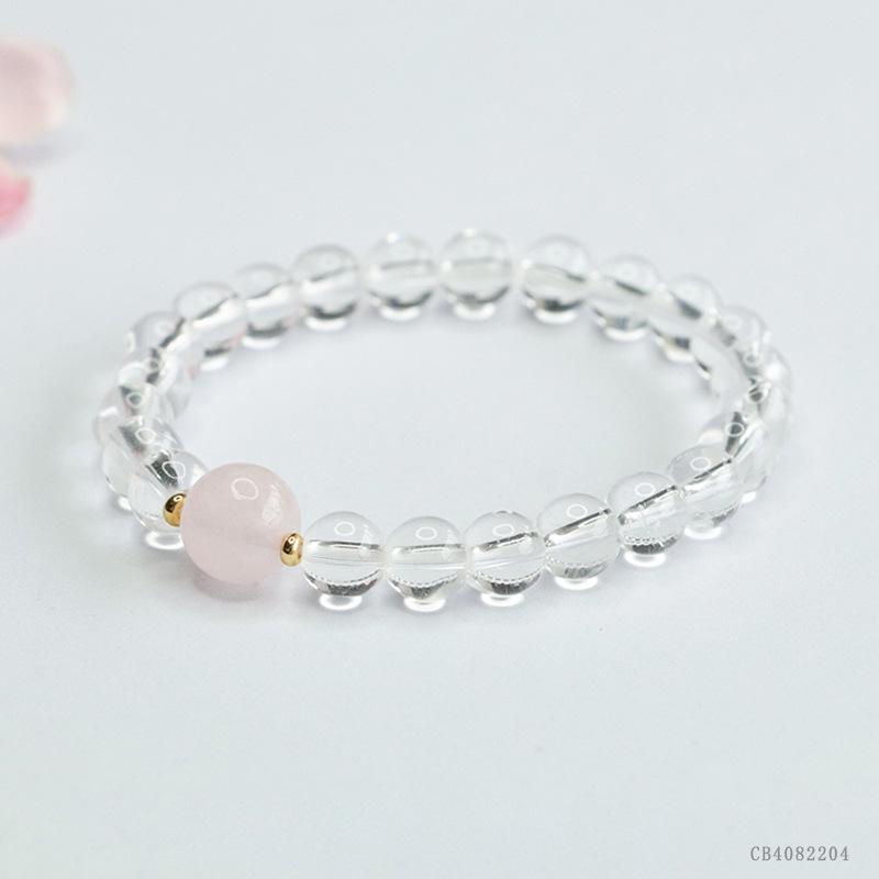 Juan Yu White & Pink Crystal Bracelet for Women, Colorful Gemstone Jewelry, Model CB4082204