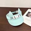 Adorable Big Eyes Cat Visor Cap Sun Protection Cat Ears Sun Hat Fashion Kitty Hollow Hat  Summer