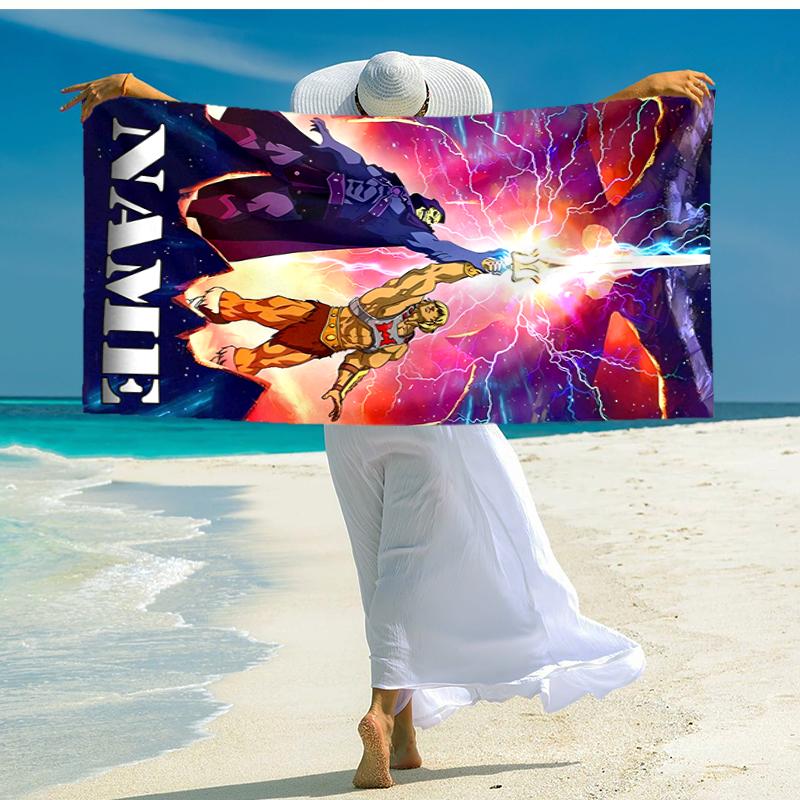 Personalized customized proof beach towel with He-Man and the Masters of the Universe pattern - soft, absorbent,quick-drying,perfect swimming,camping&
