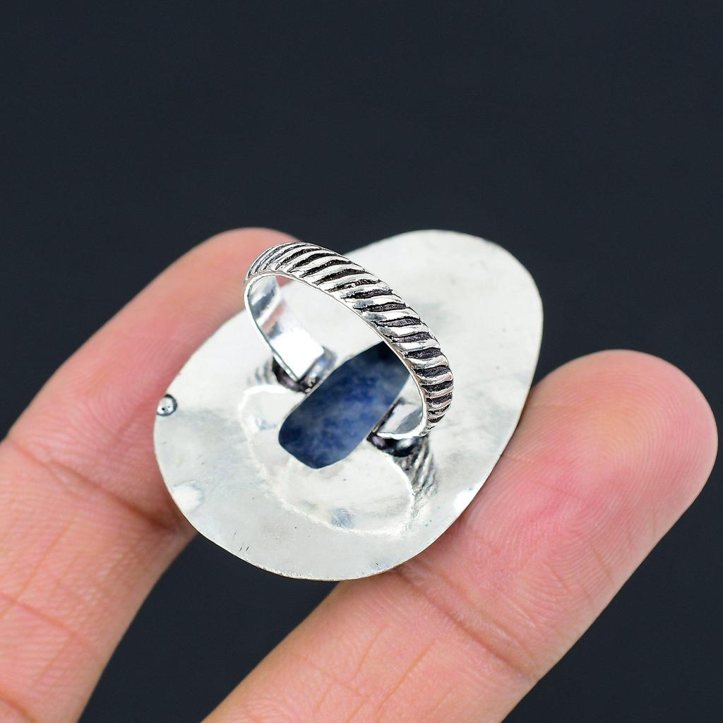 Friendship Day Sale 925 Silver Natural Sodalite Stackable Ring Jewelry US 7.5