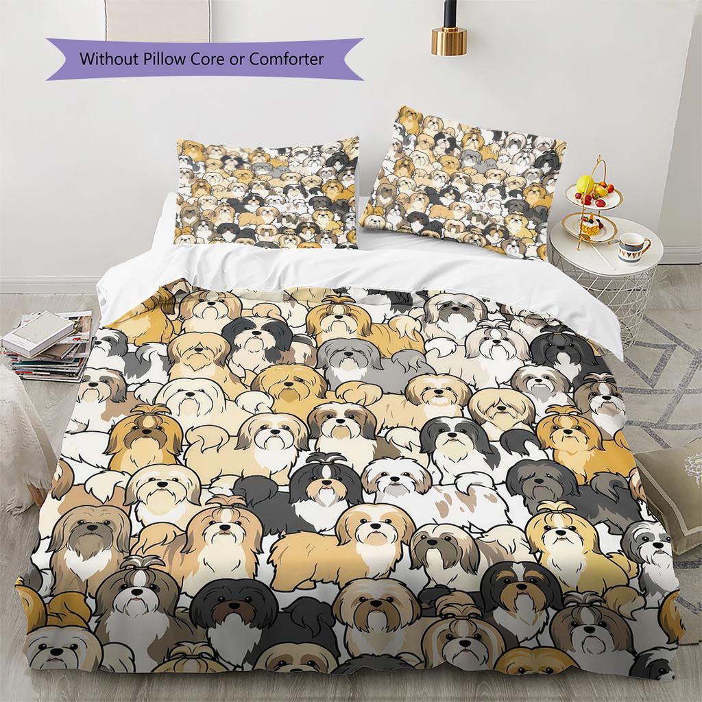 Biancheria da letto con motivo cucciolo cartone animato, Set piumino Copripiumino Federa Regalo di compleanno per la casa (1 * copripiumino + 2 * federa, senza nucleo)