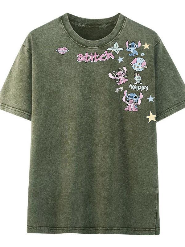 

Women s Retro Distressed Short-Sleeve Hip Hop T-Shirt - Summer Trendy, Loose Fit, High Street Style. XL темно-зелений колір