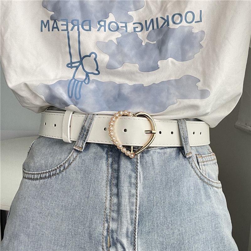 Fashionable Pu Women's Belt Featuring Elegant Heart Design For Versatile Styling