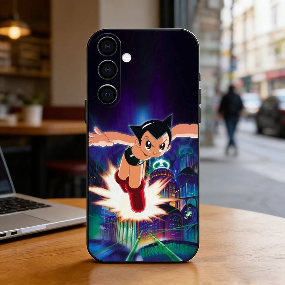 Astro Boy Running Phone Case Black Silicone Soft For Samsung Galaxy A73,A72,A71,A70,A53,A52,A51 Samsung a71 4g