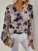 Neues bedrucktes V-Ausschnitt-Oberteil Damen beliebter Pullover Langarm Frühling und Herbst Pullover