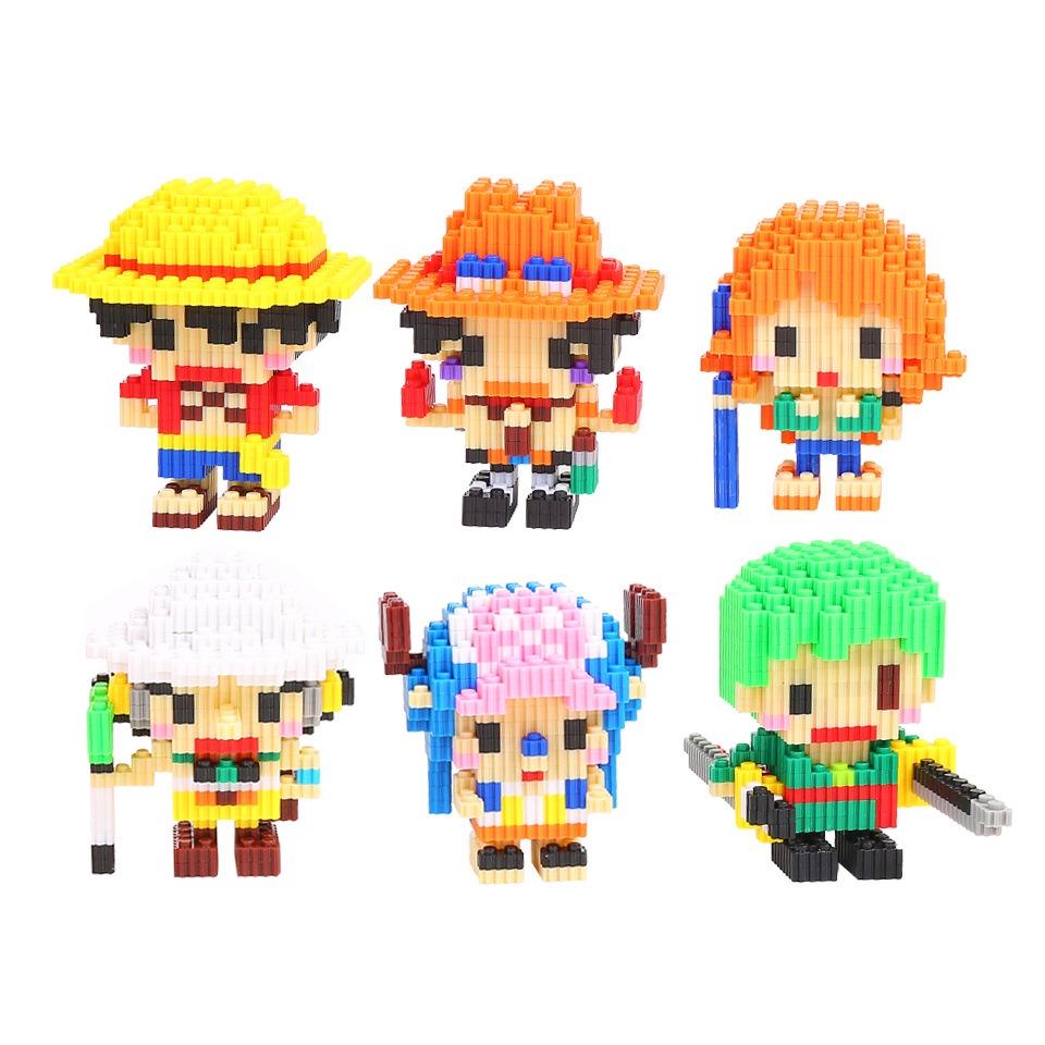 Bloques mágicos pirata mono D Luffy Chopper Zoro Portgas · D · Ace Micro diamante ladrillo para Juguetes de bloques de construcción