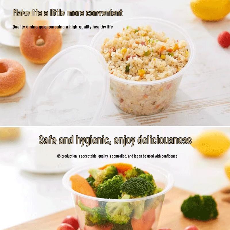 Disposable Round Plastic Takeaway Soup Bowls with Lids