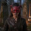 Gothic Cosplay Mask Halloween Ram Horn Demon Mask, Horror Devil Half Face Lightweight Masquerade for Costume Party Vintage