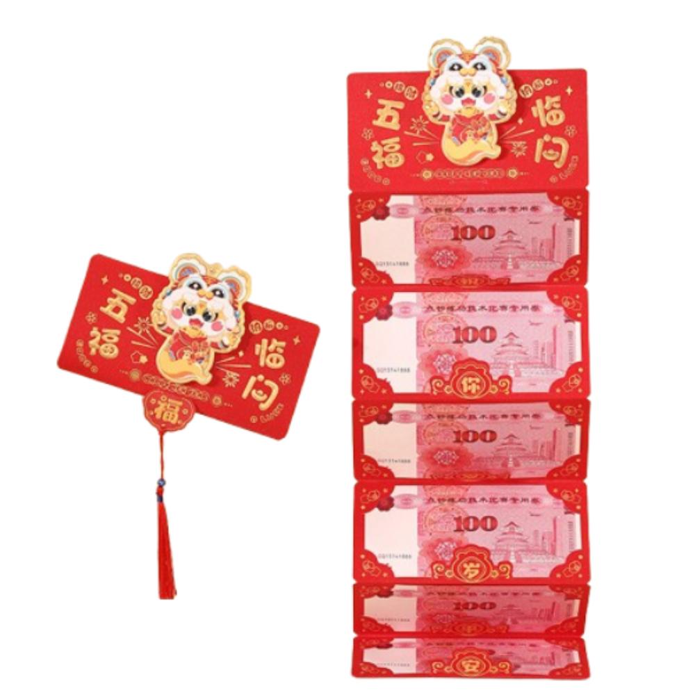 

Chinese New Year Folding Red Envelopes Traditional Lucky Money Bags Wedding Birthday 6 Slots-Style 3