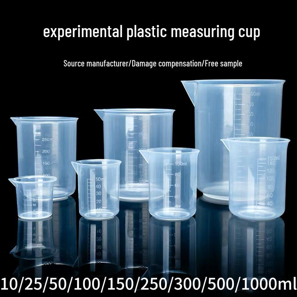 Transparent PP Laboratory Beaker with Handle, Acid & Alkali Resistant, Graduated Measuring Cup & Cylinder