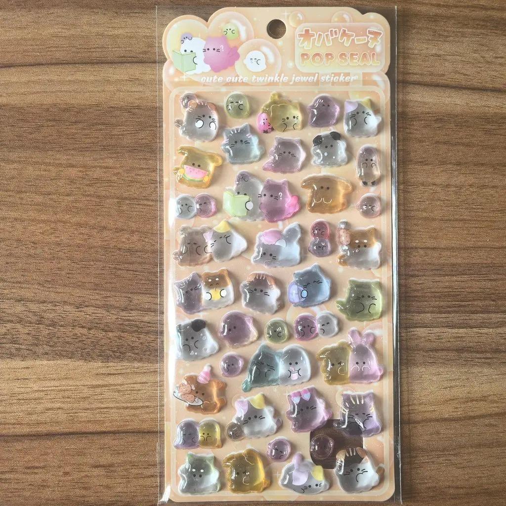

1pcs-4pcs Cute Transparent Pop Seal relief crystal 3D Stickers - Adorable Decor for Scrapbook , Phones & DIY Crafts Anime Store