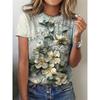 Summer Short Sleeved 3D Printed Round Neck T-shirt Pullover Casual Short Sleeved Women's Top Shirt