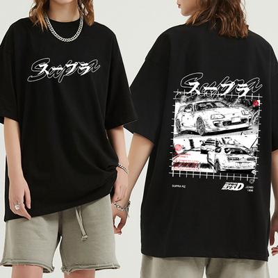 Drift Ιαπωνικό Anime AE86 Initial D Διπλής Όψης Ανδρικό και Γυναικείο T-shirt Λαιμόκοψη Κοντομάνικο Καλοκαιρινό Καθημερινό Μόδα Unisex T-shirt