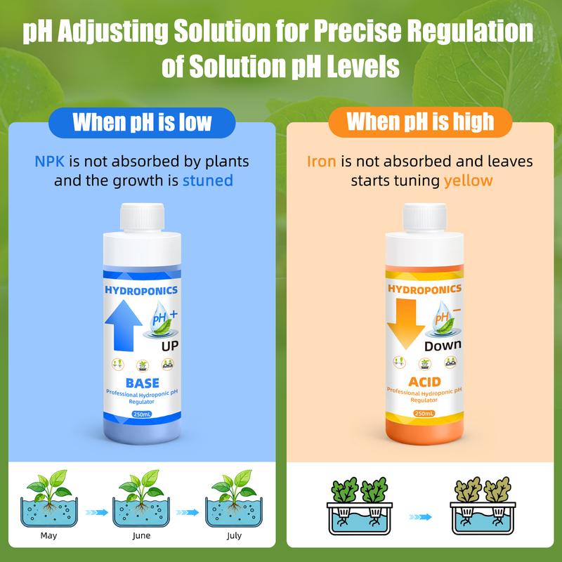 YAGO 250ml/100ML General Hydroponic pH Control kit with pH Meter Gift pH Up and Down Solution pH Regulator for Healthy Plants