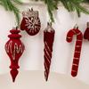 Red Velvet Flocked Christmas Tree Pendant Snowflake Bell Wreath Stocking Bow Elk Christmas Decoration Ornaments Home Decor
