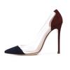 Hot-selling Pointed Splicing Transparent Cm High-heeled Women's Versatile Single Shoes