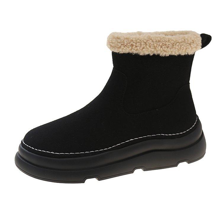 Gu Yunshu Snow Boots Thick-soled Winter 2024 New Lamb Wool Warm Northeast Large Cotton Shoes Casual Short Boots Women