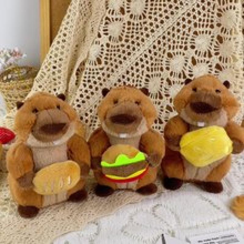 Cute Creative Groundhog Plush Pendant Cartoon Stuffed Animal Doll Keychain Backpack Hanging Decoration Keyring Gifts
