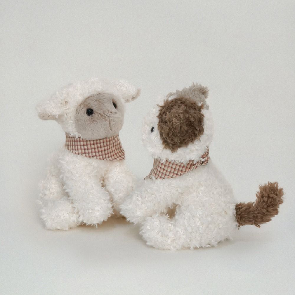 Fluffy Stuffed Dog Cat Lamb Doll Cat Lamb Curly Haired Dog Doll Farm Animals Plush Toy  Home Decor