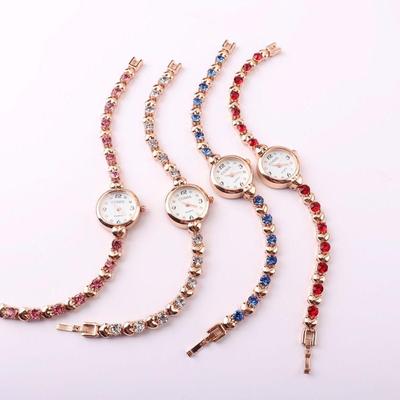 Rose Gold Women's Quartz Watch with Thin Steel Band & Diamond-Set Hands