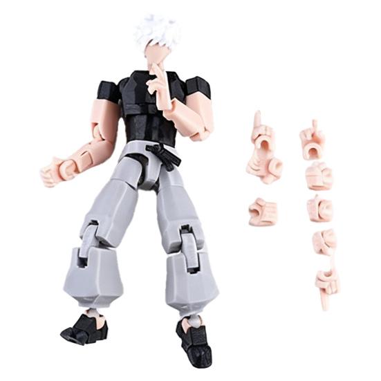 3D Printed Anime Character Figure, Movable Joints Action Figure with Accessories, Animation Model Ornament, Collectible Gift for Anime Fans B