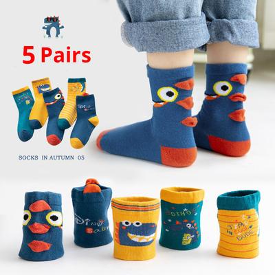 5 Pairs Of New Autumn And Winter Childrens Socks Striped Sailboat Boys Socks 12 Year Old And Above Socks