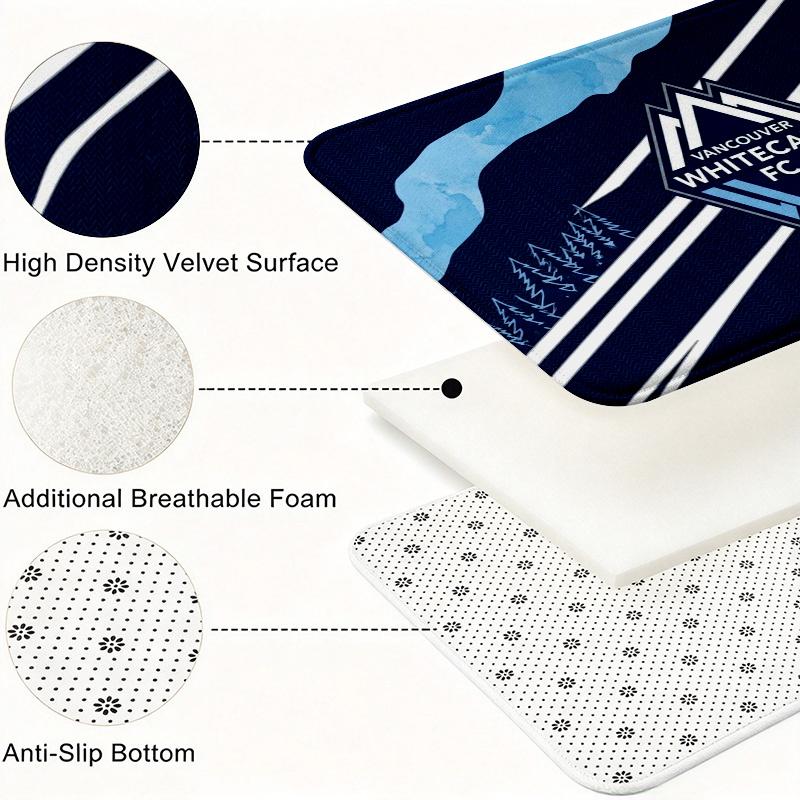 Vancouver Whitecaps FC Flannel Kitchen Mat Christmas Soft Area Rug Non Slip Floor Carpet Home Decoration
