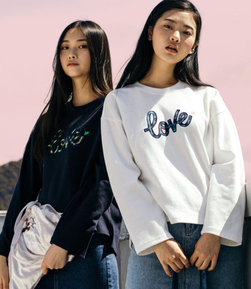 SOMETHING ACOUSTIC Check Love Long Sleeve T-Shirt White