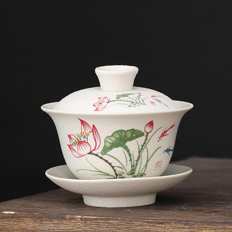 Ceramic Sancai Gaiwan Tea Bowl