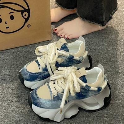 Trendy Thick Soled Vulcanized Dad Shoes 2024 Autumn and Winter New Lightweight and Breathable Casual Sports Women's Shoes Trafza