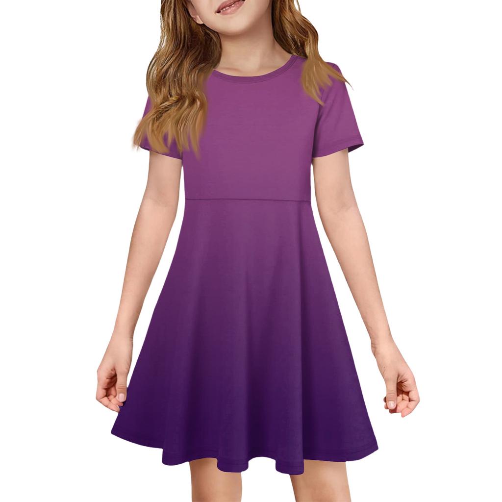 Girl Summer Dress Color & Print Short Sleeve Dress With Pocket Casual Dress Shorts Sleeve Party Dress Easter Day