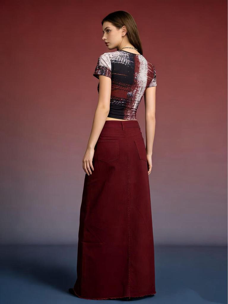 Summer Women's Loose Straight Denim Maxi Skirt - European/American Style