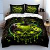 "Green Glowing Skull Apple Art" Bedding Duvet Cover Set  (1*Duvet Cover 2*Pillowcases, without duvet insert)