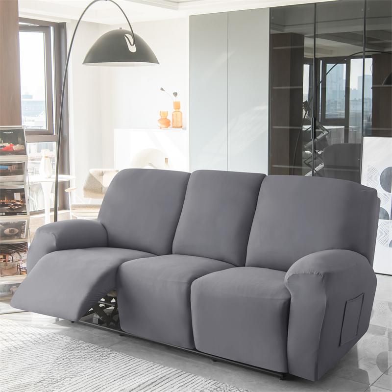 1/2/3 Seater Solid Color Elastic Recliner Sofa Cover Stretch Spandex  Armchair Covers Removable Couch Slipcovers Home