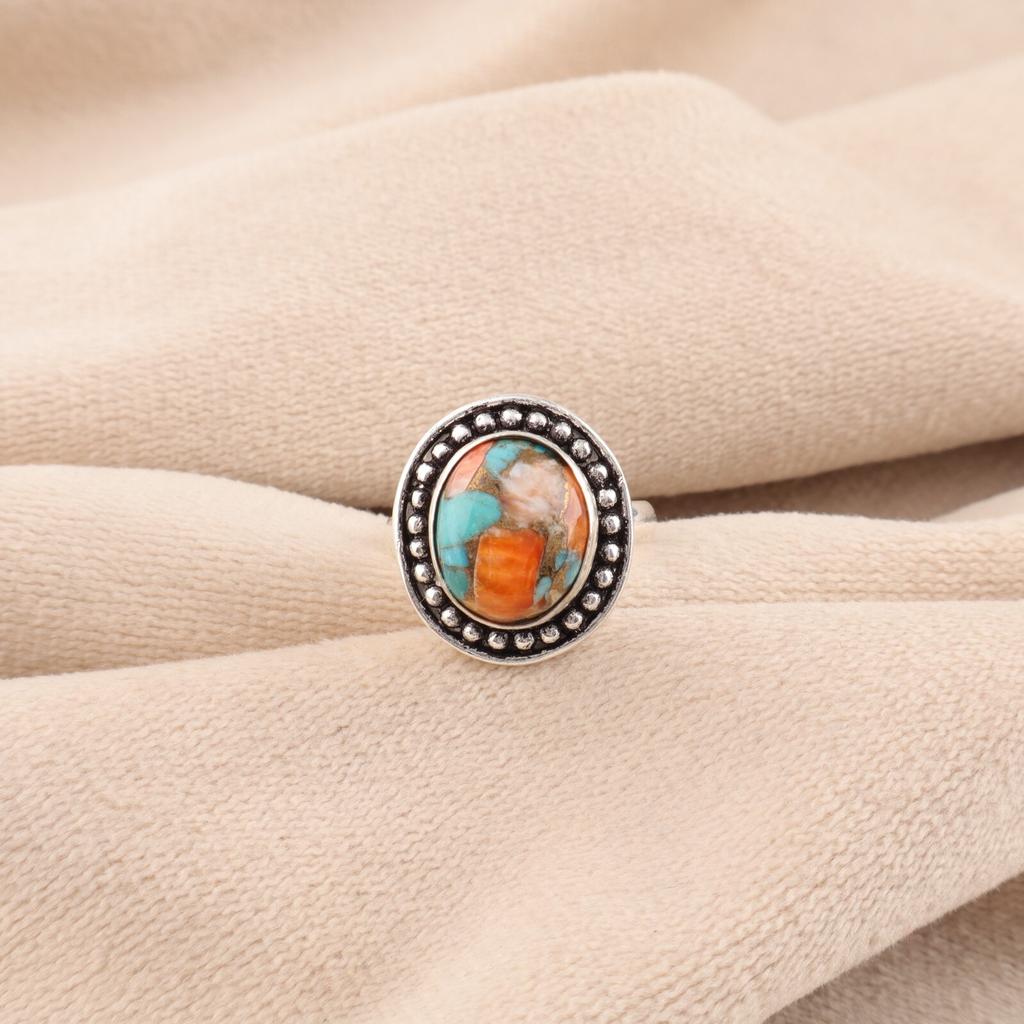 Stachelige Auster Edelstein 925 Sterlingsilber Handgefertigter Ring Damengeschenk Schmuck RR-62-48