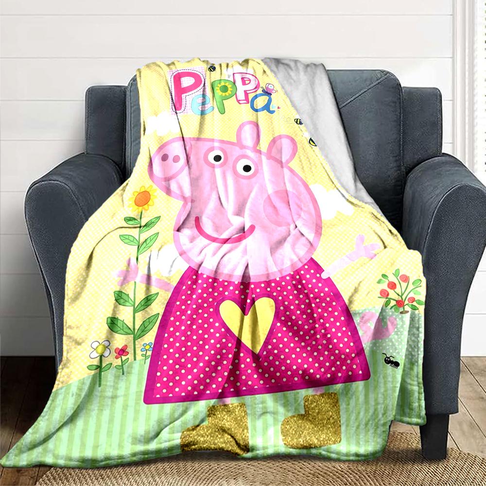 1Pc Peppa Pig Ice Cream Party Blanket For Couch Bed Plush Cozy Fuzzy Blanket Super Soft Warm Blankets For Fall And Winter 0918106