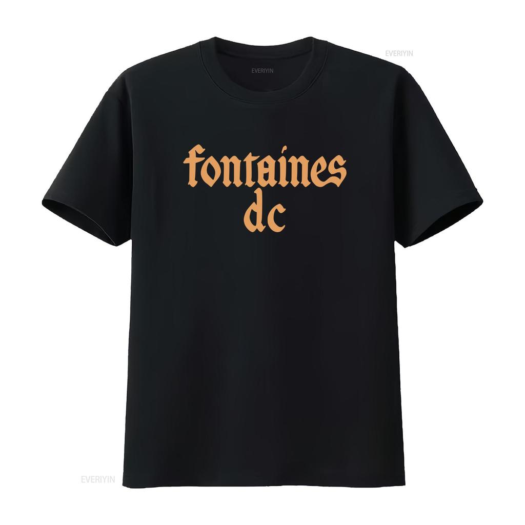 Fontaines D C Gothic Logo Black T Shirt New Official Band Merch Vintage Washed Fashion Streetwear Soft Designer Clothes